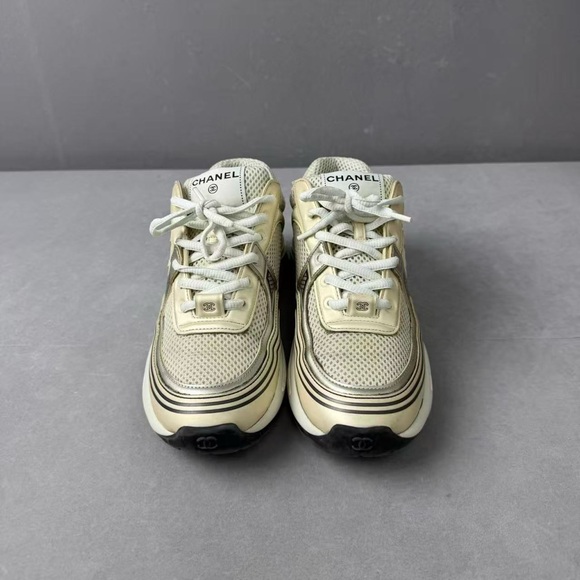 Authentic CHANEL Cream and Black Athletic Shoes - Picture 2 of 6